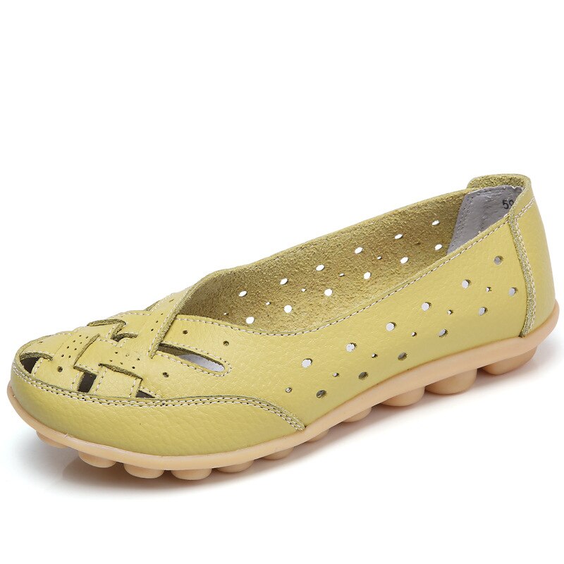 2019 Mode Vroue Woonstelle Asemende Informeel Loafers Skoene Vrou Egte Leer Somer Skoene Flats Met Uithol Dames Platte