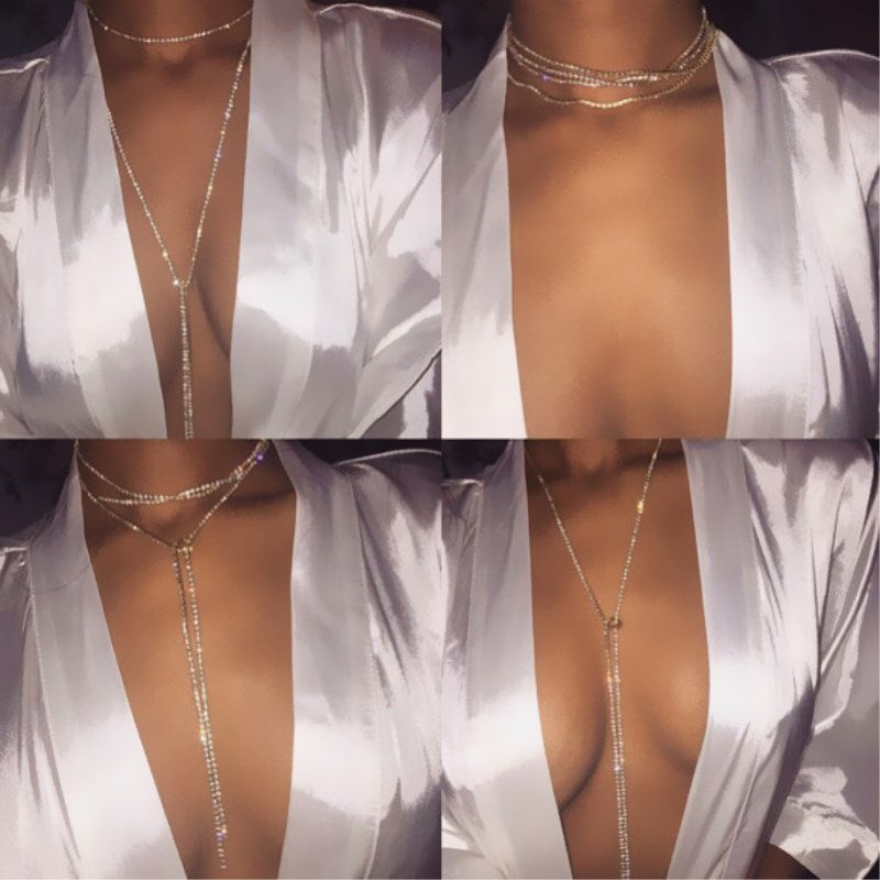 NK121 Wild Crystal Rhinestone Bling Chokers Necklace