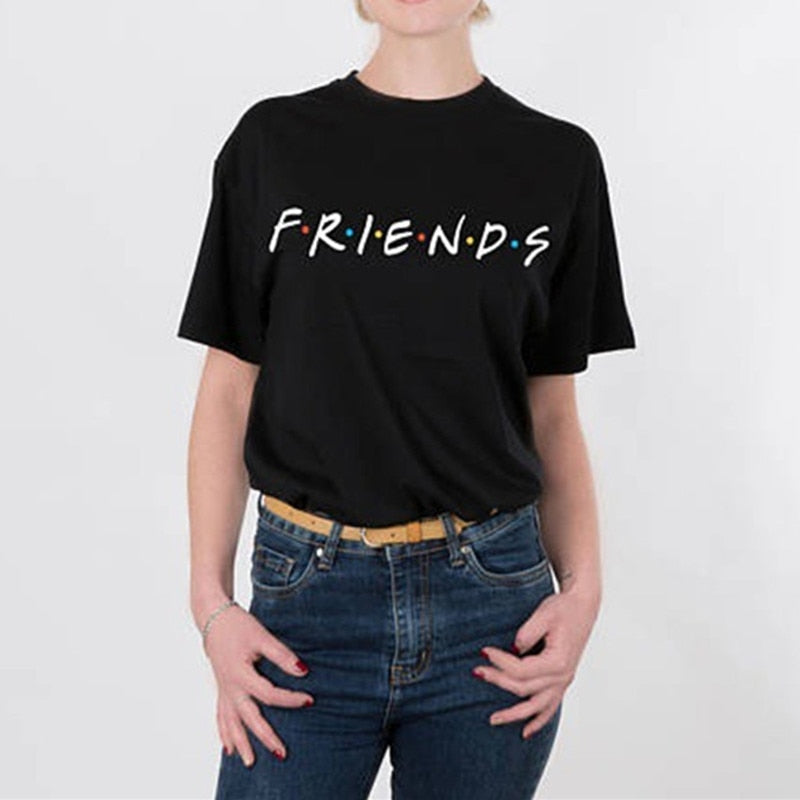 Vriende Druk T-hemp Somer Vroue Kortmou Leisure Top