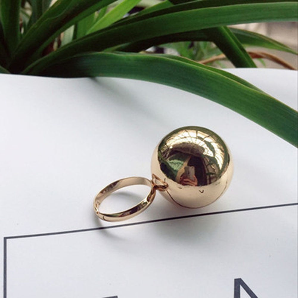 Stylish Fashionable Large Metal Ball Ring Adjustable