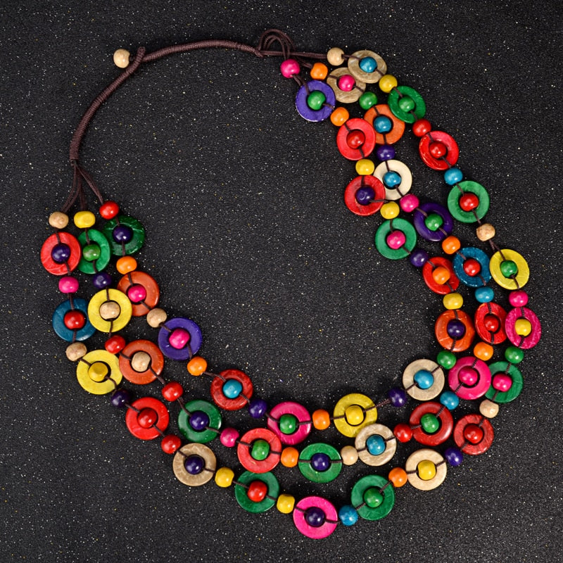 UDDEIN Bohemia Ethnic Multi Layer Beads Necklace