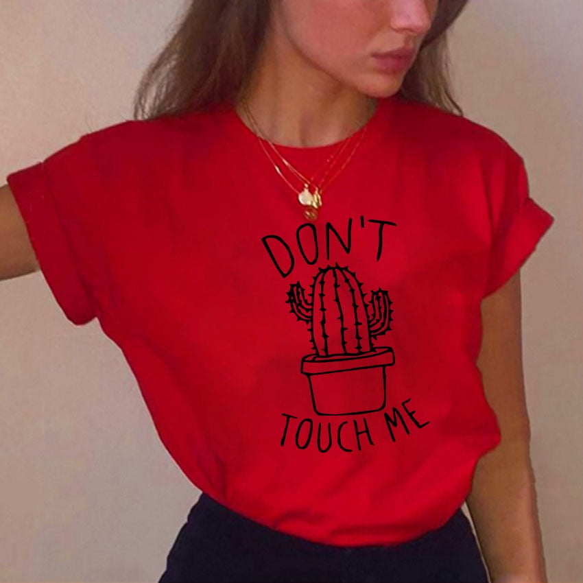 Kaktus gedrukte ronde nek T-hemp Katoen Top Tee