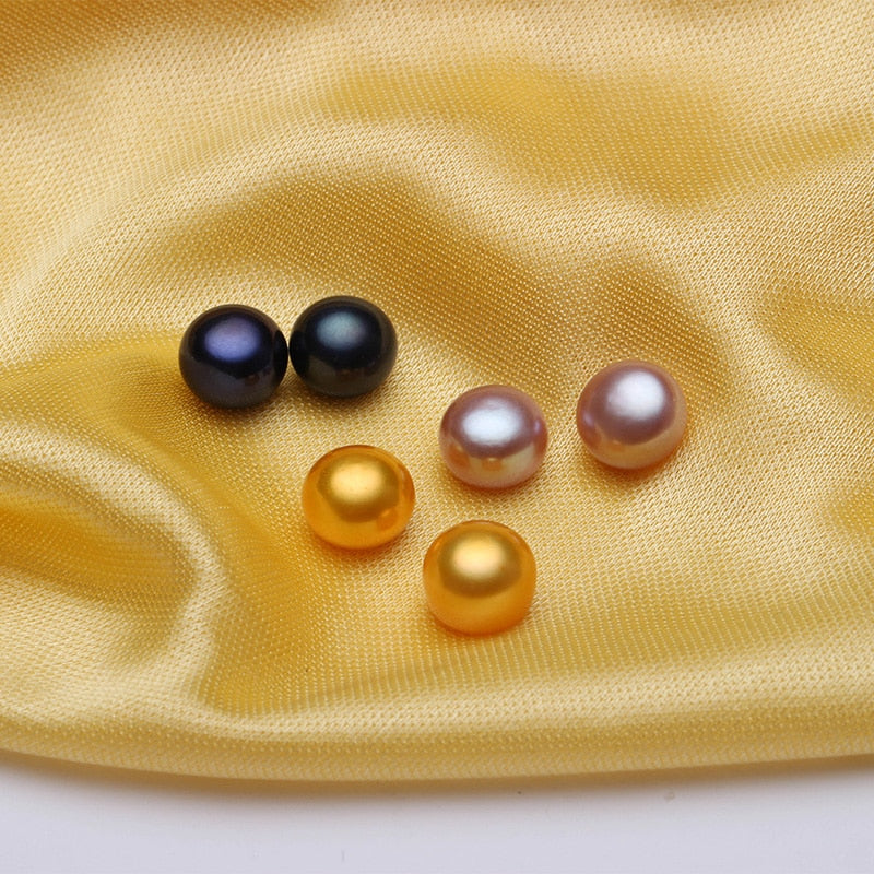 Dainashi High Quality 8-9mm Bread Round Pearl Stud Earrings