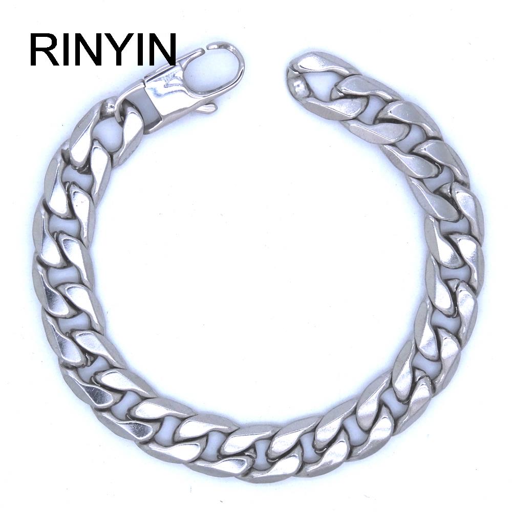 Men Women Stainless Steel Bracelet 6/8/12 mm 8 Inches Curb Chain Vintage