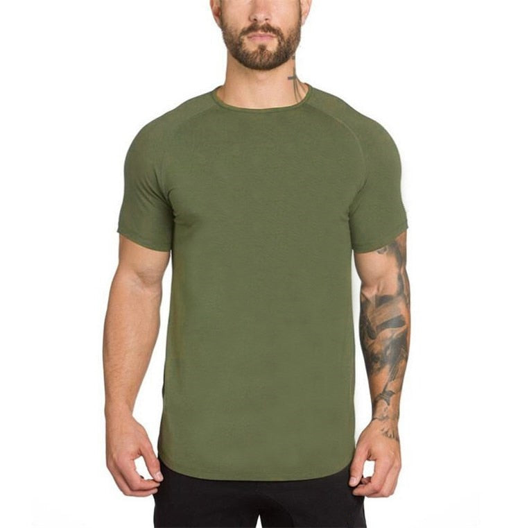 Brand gym fashion extend hip hop clothing fitness t shirt men