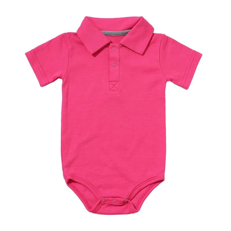 Summer Baby Boy Girl Rompers Turn-down Collar Infant Cotton Clothes