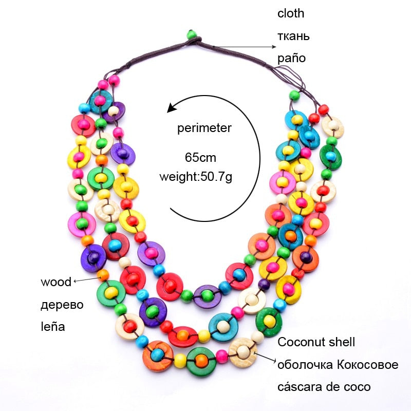 UDDEIN Bohemia Ethnic Multi Layer Beads Necklace