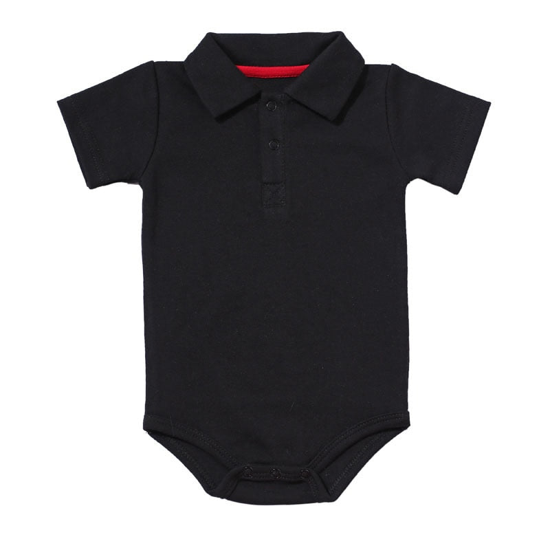 Summer Baby Boy Girl Rompers Turn-down Collar Infant Cotton Clothes