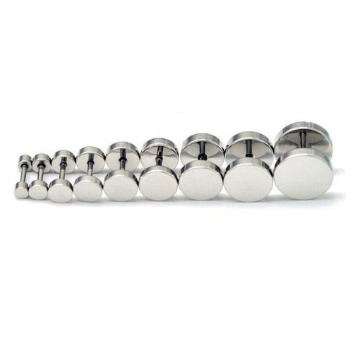 1PC Man Women Barbell Punk Gothic Stainless Steel Ear Studs