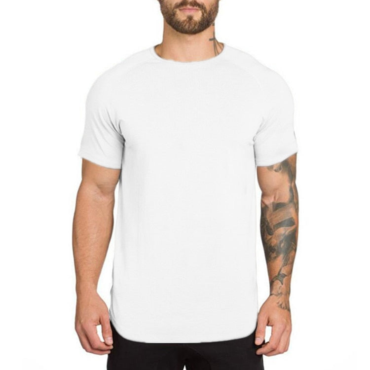 Brand gym fashion extend hip hop clothing fitness t shirt men