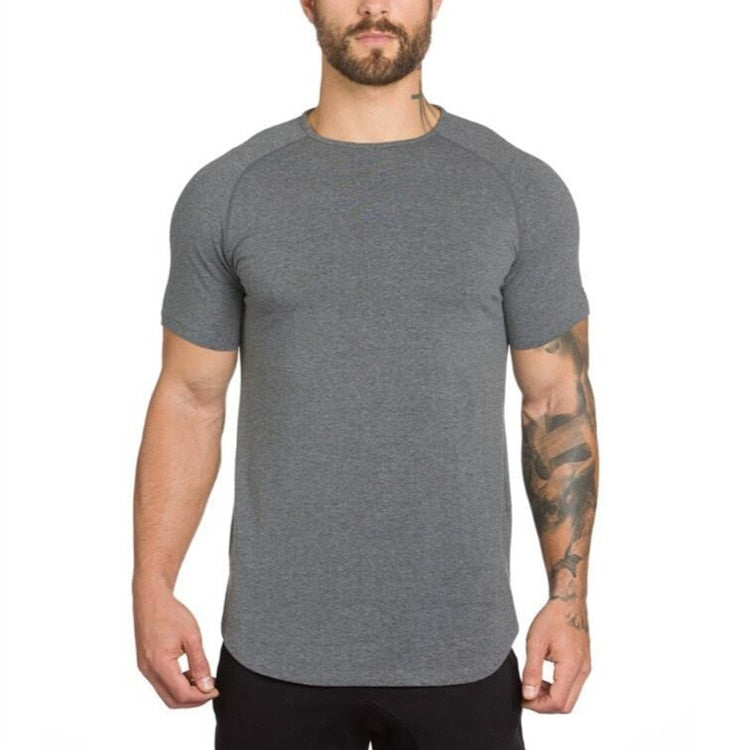 Brand gym fashion extend hip hop clothing fitness t shirt men