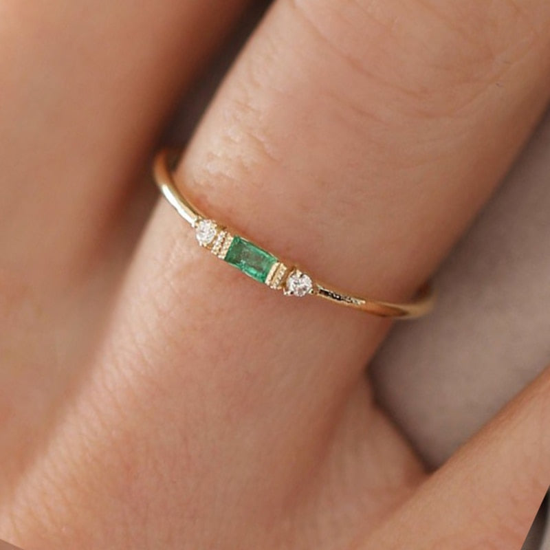Thin Dainty Stacking Rings For Women Elegant Mini 3 Color Crystal Zircon Tiny Eternity Stacking Ring Fashion Jewelry KCR065