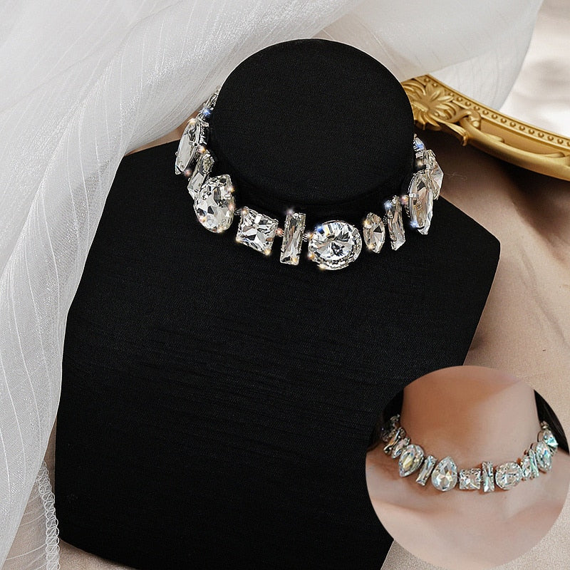 FYUAN Geometric Crystal Choker Necklace