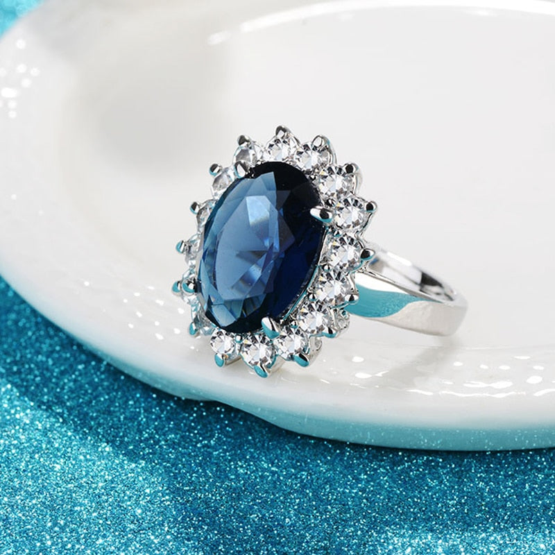 Cellacity Oval Sapphire Gemstones Flower shaped Ring