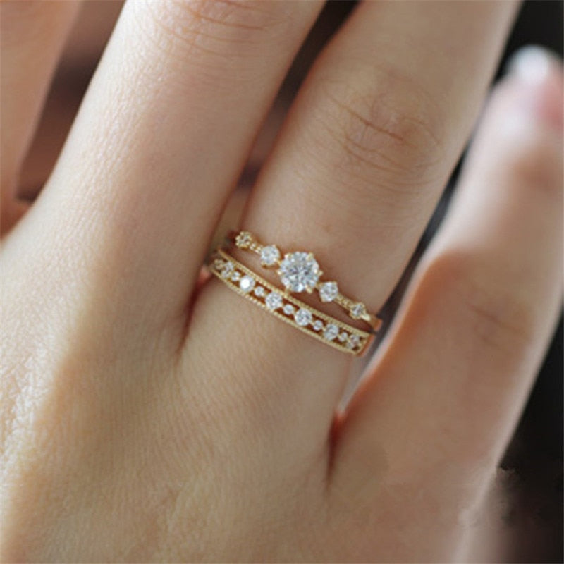 925 Sterling Silver Plating Pavé Crystal Hollow Ring