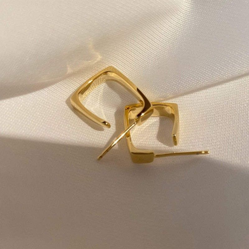 Gold Color Circle Hoop Geometric Earrings for Girls