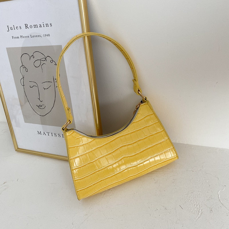 Retro Casual Leather Solid Color Chain  Shopping Bag