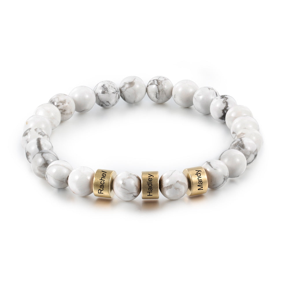 Personalized Name Stone Bead Engraving Bracelet