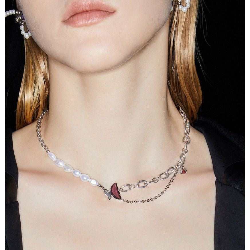 New Shiny Butterfly Double Layer Clavicle Chain Necklace