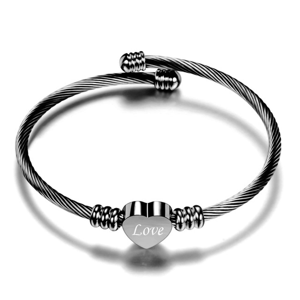 Customize Heart Charm Bracelets Stainless Steel