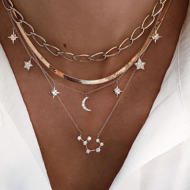 New Fashion Gold Crystal Stars Pendant Necklace