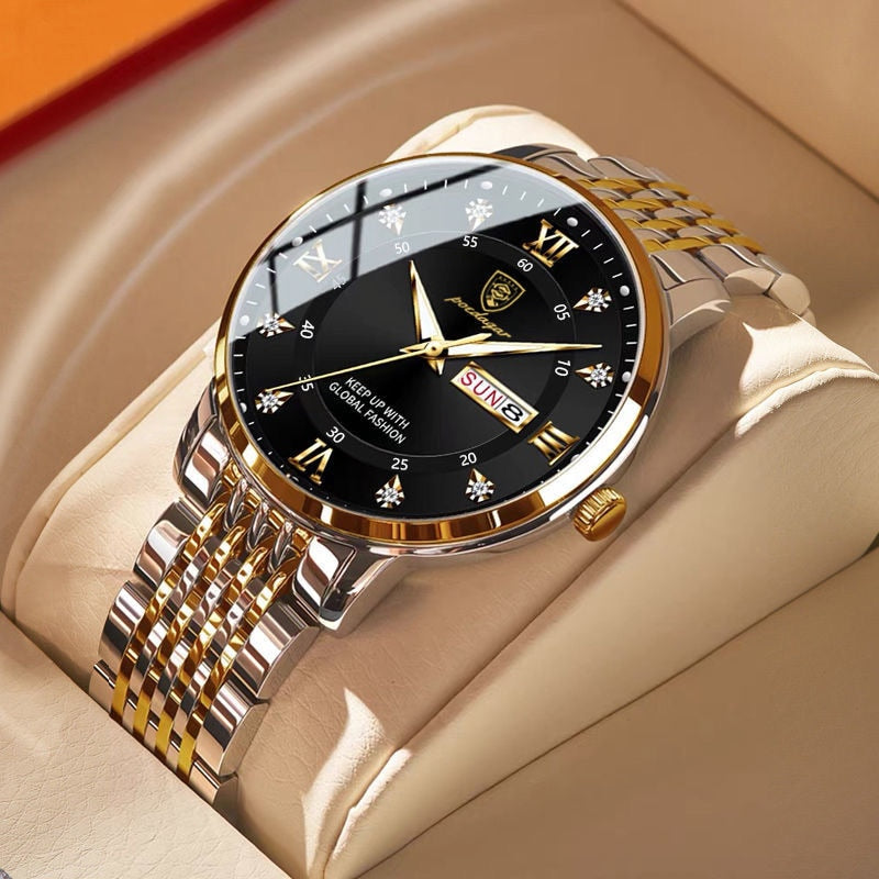 Luxury Push Button Hidden Clasp Waterproof Luminous Wrist Watches