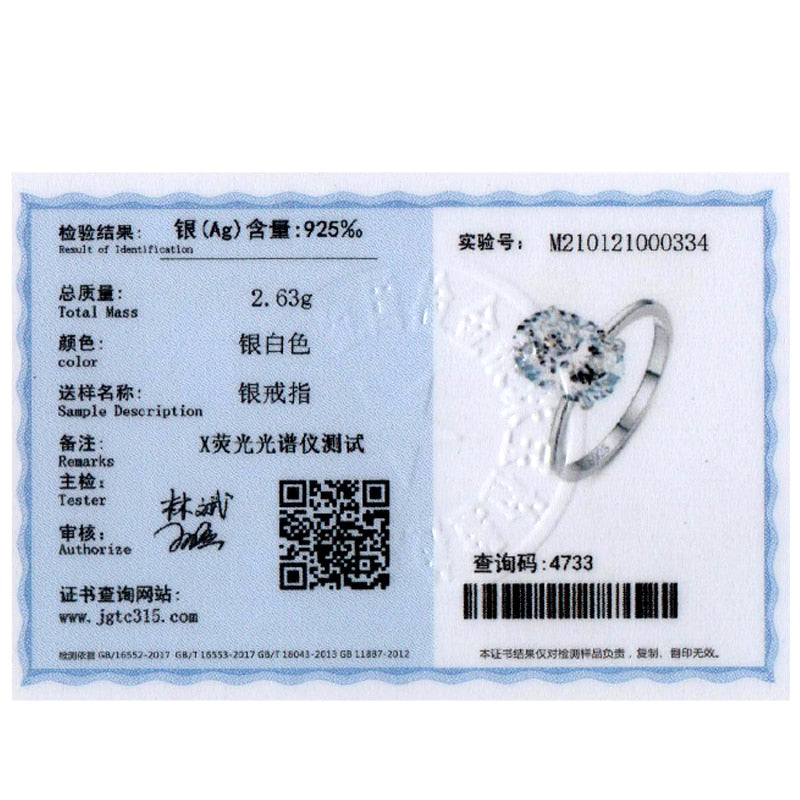Ailmay 3CT 925 Sterling Silver Oval Clear Zirconia Ring