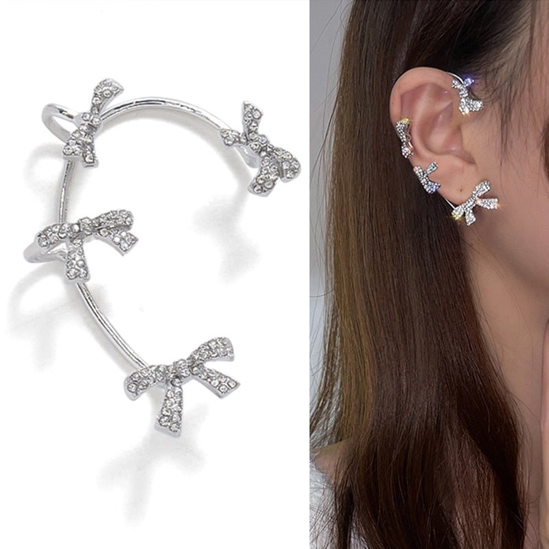Luxury Shiny Crystal Rhinestone Long Tassel Ear Cuff Earing