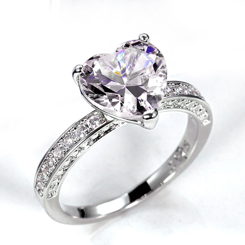Huitan Luxury Solitaire Pink Cubic Zirconia Proposal Ring