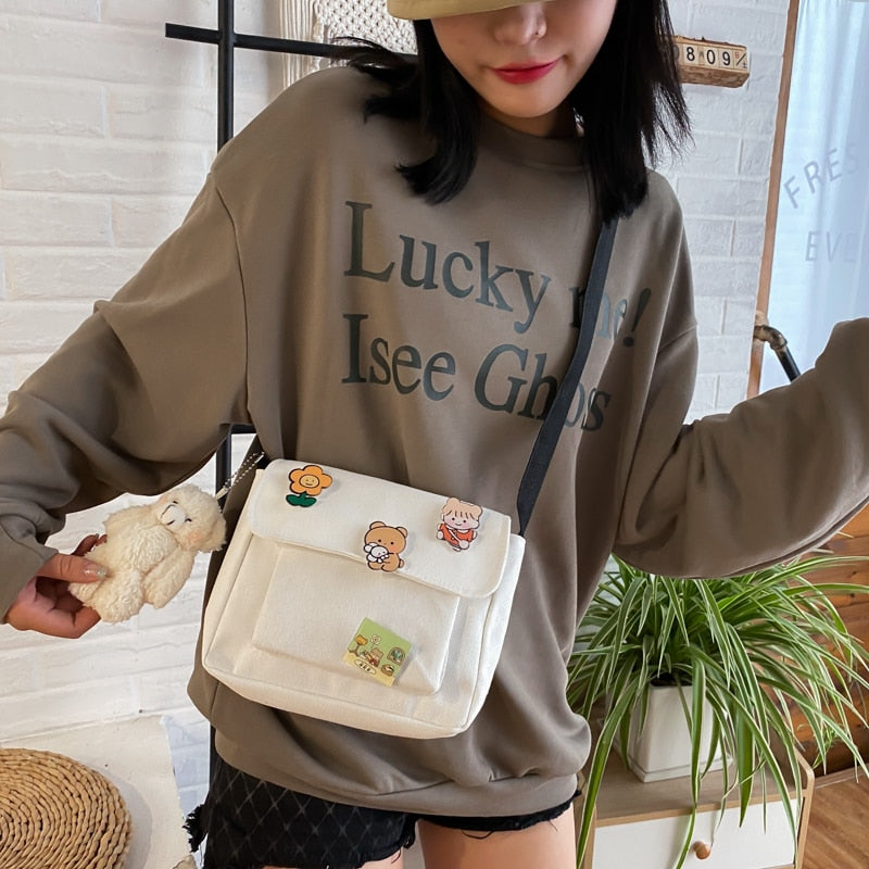 Women Canvas Flap-bag Handbag
