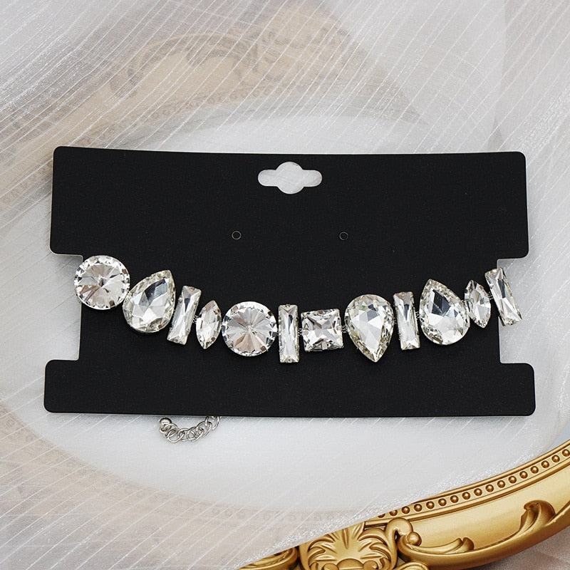 FYUAN Geometric Crystal Choker Necklace