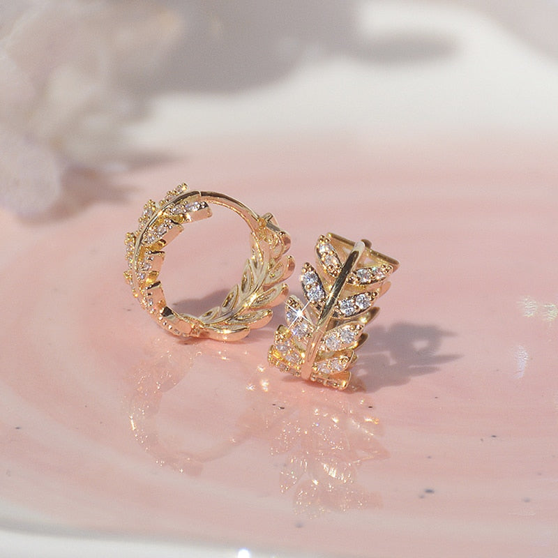 Korea Flower Crystal Temperament Geometric Shiny Zircon Earrings