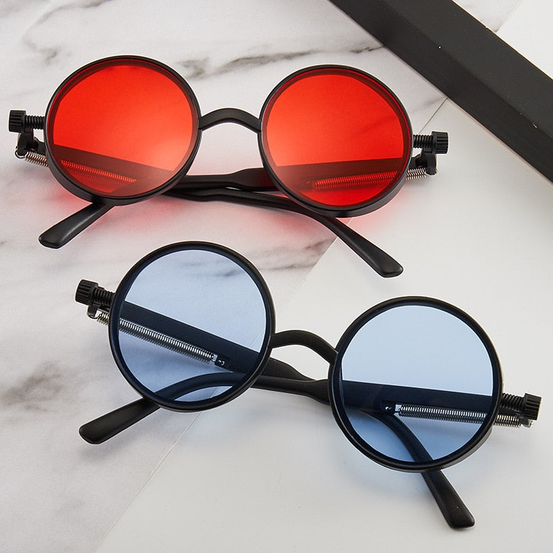 Luxury Classic Gothic Steampunk Round Sunglasses