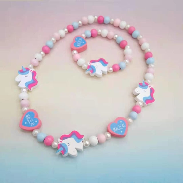 2pcs/Set Fashion Natural Wood Beads Necklace Bracelet