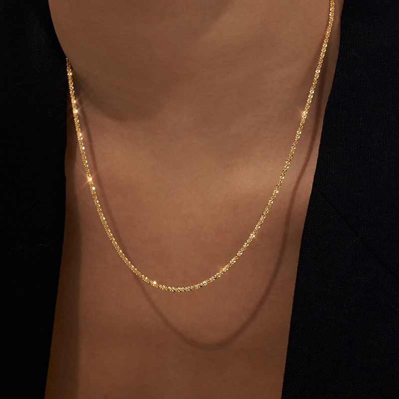 Inlaid Rhinestone Pearl Necklace