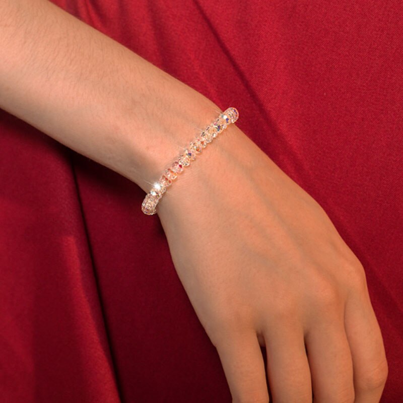 Fashion Shiny Stone Beads Elasticity Rope Strand Bracelet
