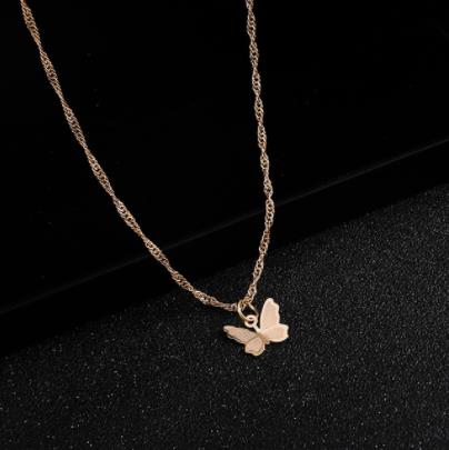 Women Silver Color Butterfly Short Gift Necklace