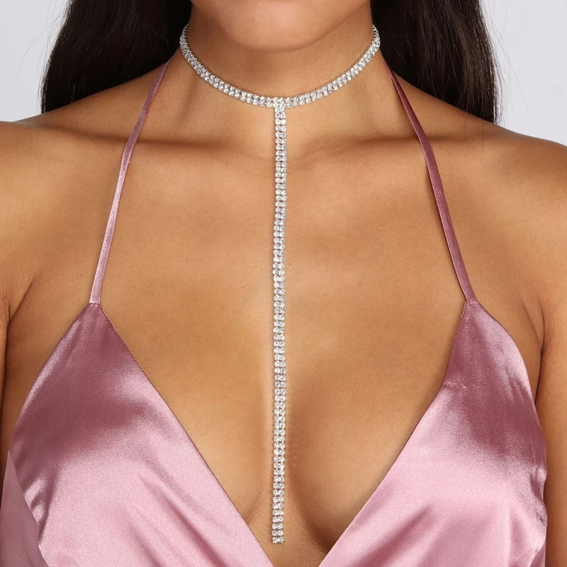 Stonefans Full Rhinestone Chain Double Layer Necklace