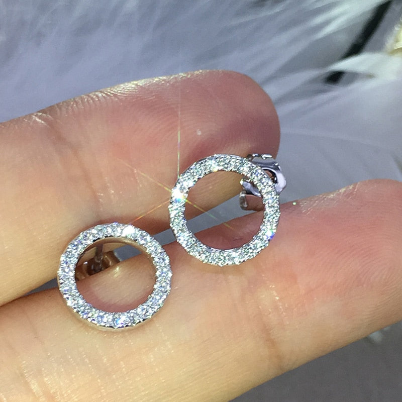 Fashion Versatile Crystal Dazzling Circle Stud Earrings