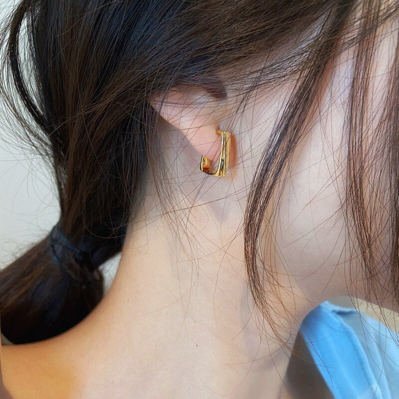 Gold Color Circle Hoop Geometric Earrings for Girls