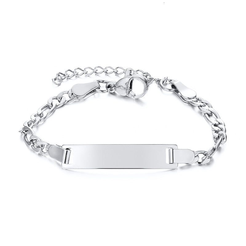 Personalize Baby Name Chain Smooth Bangle Link Gold Tone Bracelet