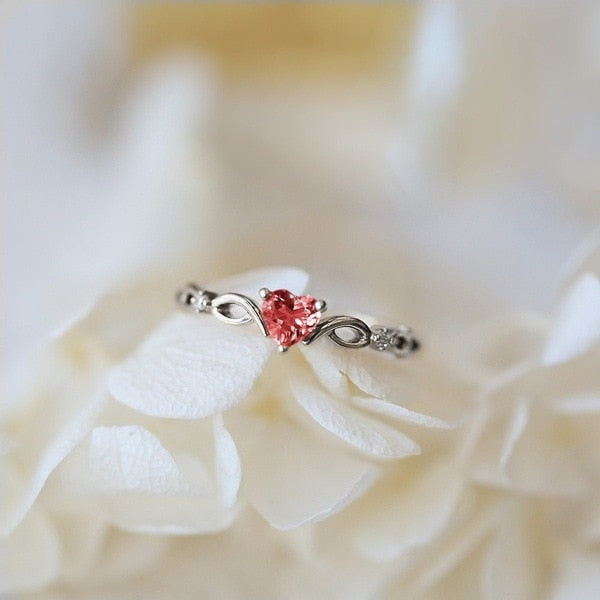 Huitan Simple Heart Ring For Women Female Cute Finger Ring