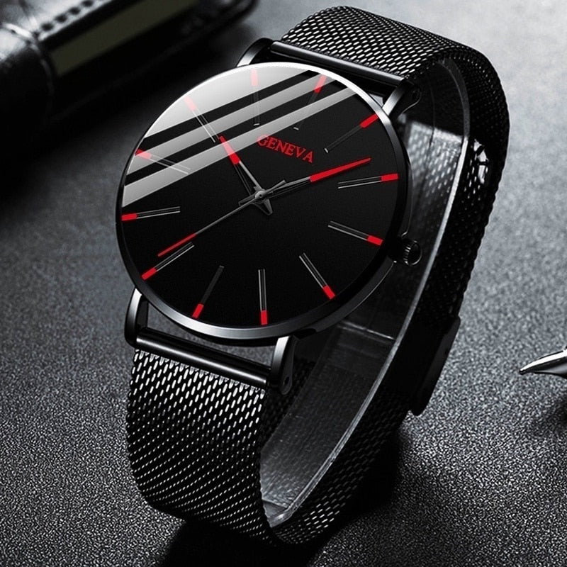 reloj hombre 2022 Watch Men Minimalist Ultra Thin Watches Men's Fashion Stainless Steel Mesh Belt Quartz Watch relogio masculino