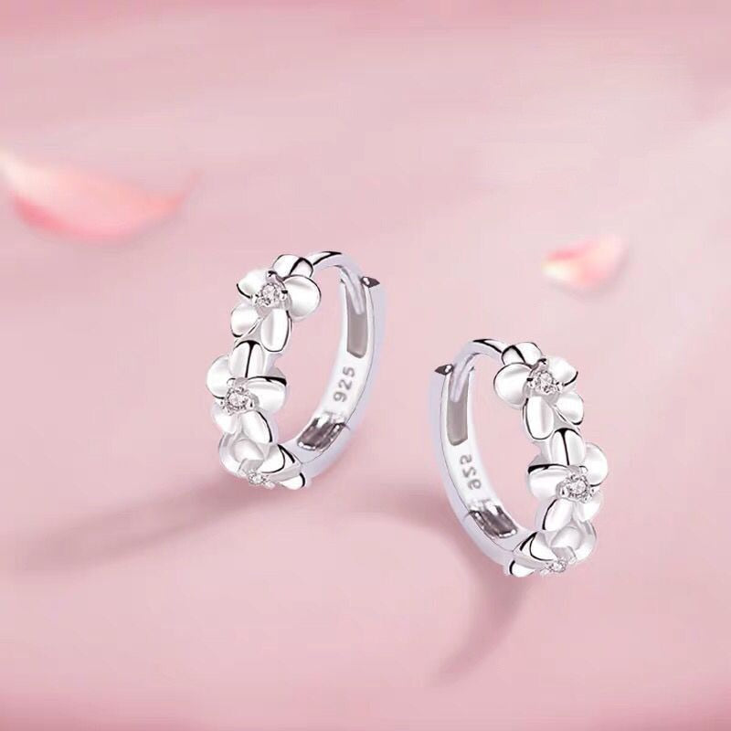 Sterling Silver Small Flower Round Earrings
