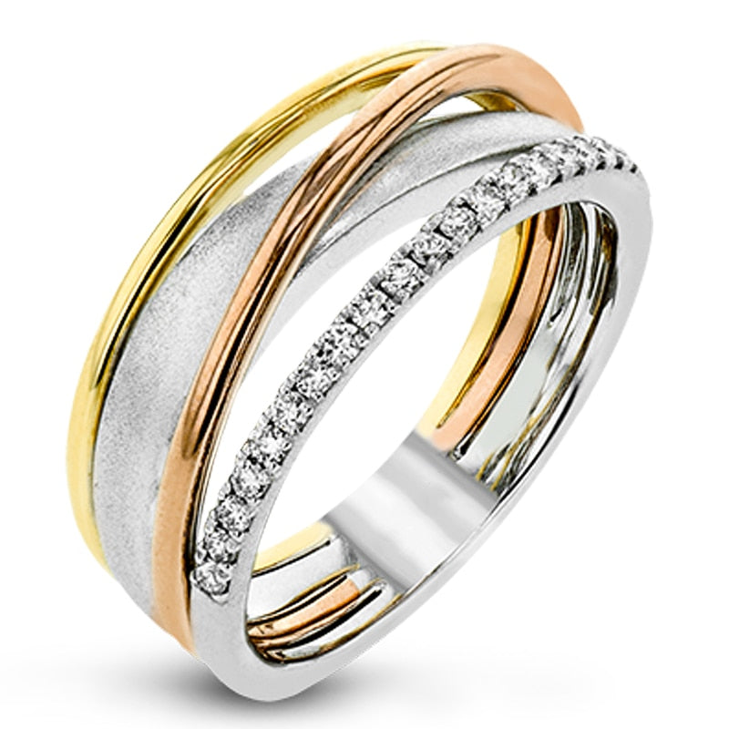 Huitan Fancy Cross Micro Paved CZ Stone Three Tone Cross Shine Ring