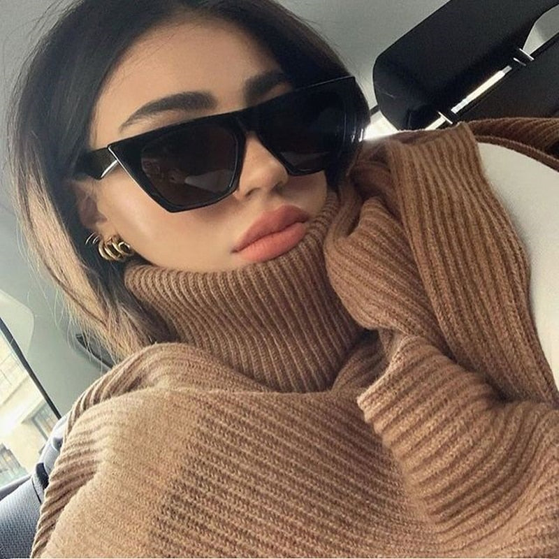 New Square Sunglasses Woman Black Cat Eye Brand Designer Sun Glasses