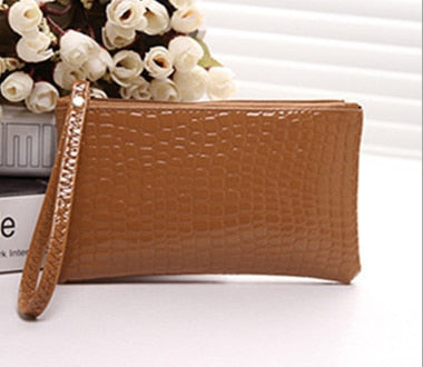 1PC Women PU Clutch Long Casual Wallet  Litchi Grain Coin Purse Female Bag Wrist Bags Zipper Phone Pocket Credit Card Holder