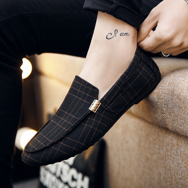 Fashion Loafers Breathable Canvas Sneaker Black Gray