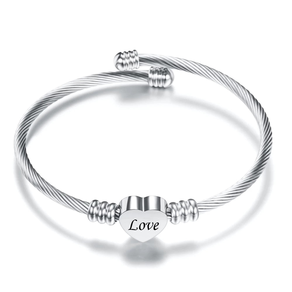Customize Heart Charm Bracelets Stainless Steel