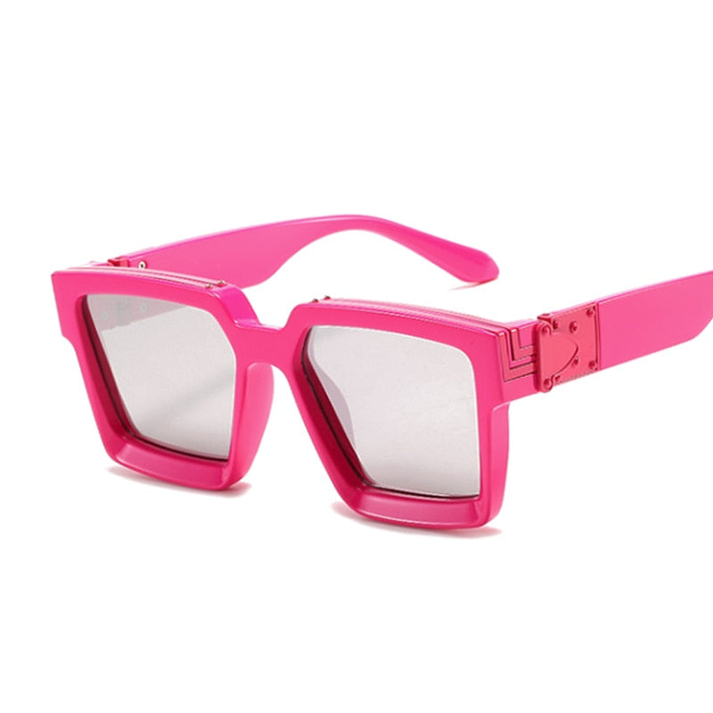 Vintage Square Man Woman Gradient Big Frame Sunglasses